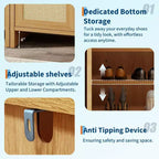 Scarpiera in Rattan per Ingresso Scarpiera Ventilata in Legno con Ripiani Regolabili Scarpiera in Rattan Calda per Corridoio e Cucina