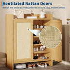 Scarpiera in Rattan per Ingresso Scarpiera Ventilata in Legno con Ripiani Regolabili Scarpiera in Rattan Calda per Corridoio e Cucina