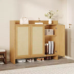 Scarpiera in Rattan per Ingresso Scarpiera Ventilata in Legno con Ripiani Regolabili Scarpiera in Rattan Calda per Corridoio e Cucina