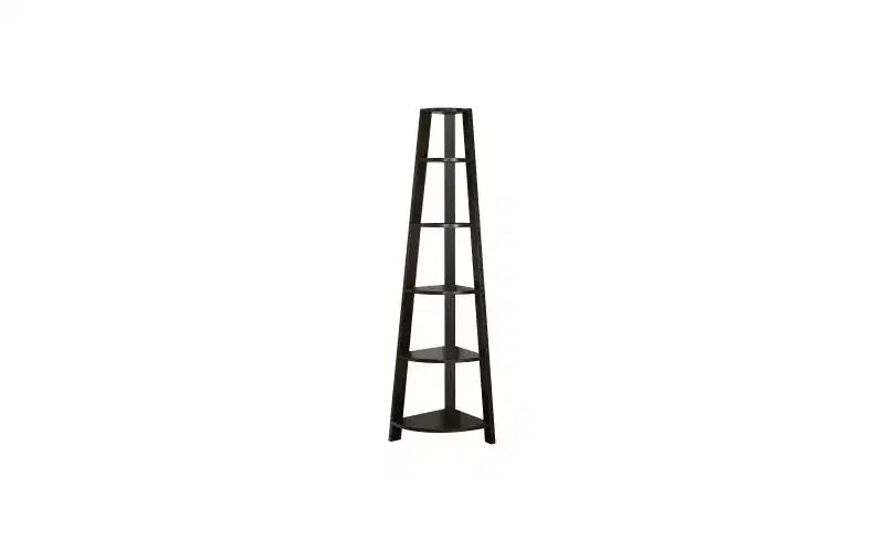 TUYOHW Libreria angolare moderna a 5 ripiani in legno, scaffale con ripiano fisso in stile vassoio, scaffali portaoggetti, librerie leggere per soggiorno, ufficio