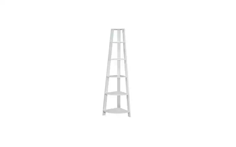 TUYOHW Libreria angolare moderna a 5 ripiani in legno, scaffale con ripiano fisso in stile vassoio, scaffali portaoggetti, librerie leggere per soggiorno, ufficio