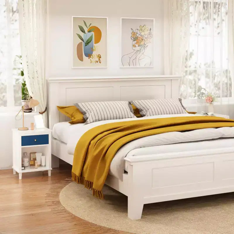 TUYOHW 26.77H Comodino in legno con cassetto e ripiano aperto, tavolino da notte con maniglie in metallo per bambini, adulti, camere da letto