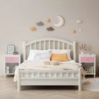 TUYOHW 26.77H Comodino in legno con cassetto e ripiano aperto, tavolino da notte con maniglie in metallo per bambini, adulti, camere da letto