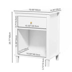 TUYOHW 26.77H Comodino in legno con cassetto e ripiano aperto, tavolino da notte con maniglie in metallo per bambini, adulti, camere da letto