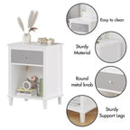 TUYOHW 26.77H Comodino in legno con cassetto e ripiano aperto, tavolino da notte con maniglie in metallo per bambini, adulti, camere da letto