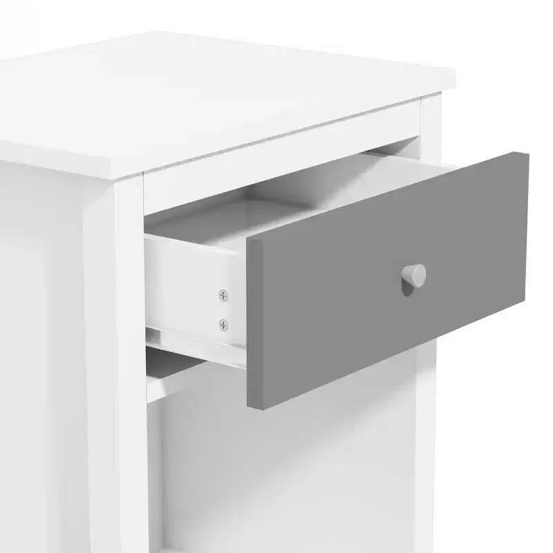 TUYOHW 26.77H Comodino in legno con cassetto e ripiano aperto, tavolino da notte con maniglie in metallo per bambini, adulti, camere da letto
