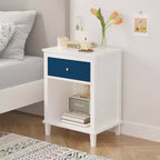 TUYOHW 26.77H Comodino in legno con cassetto e ripiano aperto, tavolino da notte con maniglie in metallo per bambini, adulti, camere da letto