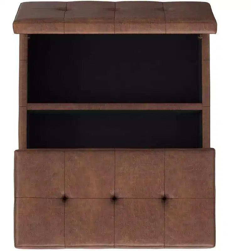 Pouf/ottomano contenitore quadrato contemporaneo Lancaster, largo 91 cm, in similpelle vegana