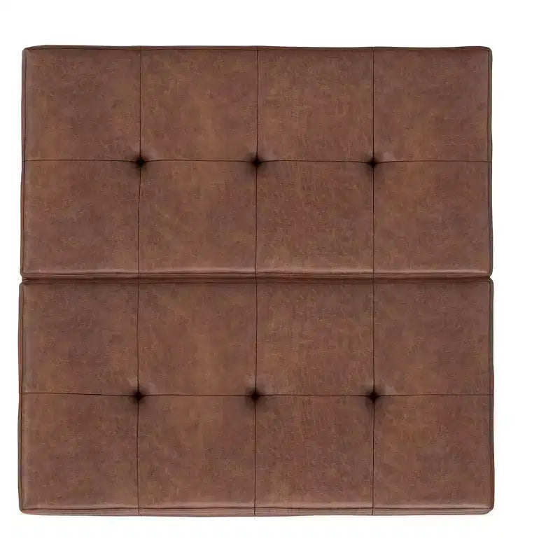 Pouf/ottomano contenitore quadrato contemporaneo Lancaster, largo 91 cm, in similpelle vegana