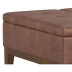Pouf/ottomano contenitore quadrato contemporaneo Lancaster, largo 91 cm, in similpelle vegana