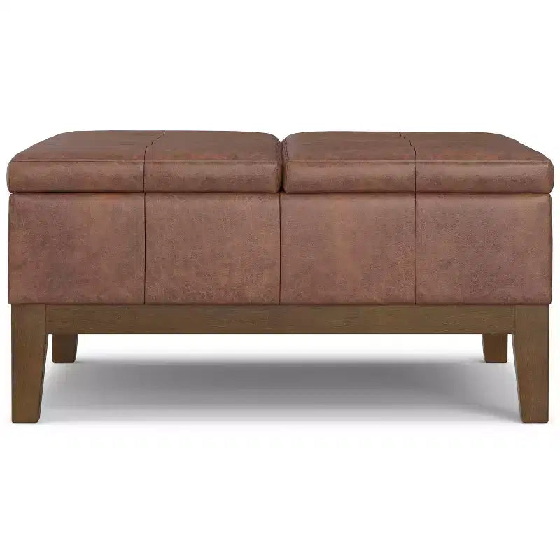 Pouf/ottomano contenitore quadrato contemporaneo Lancaster, largo 91 cm, in similpelle vegana