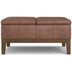 Pouf/ottomano contenitore quadrato contemporaneo Lancaster, largo 91 cm, in similpelle vegana