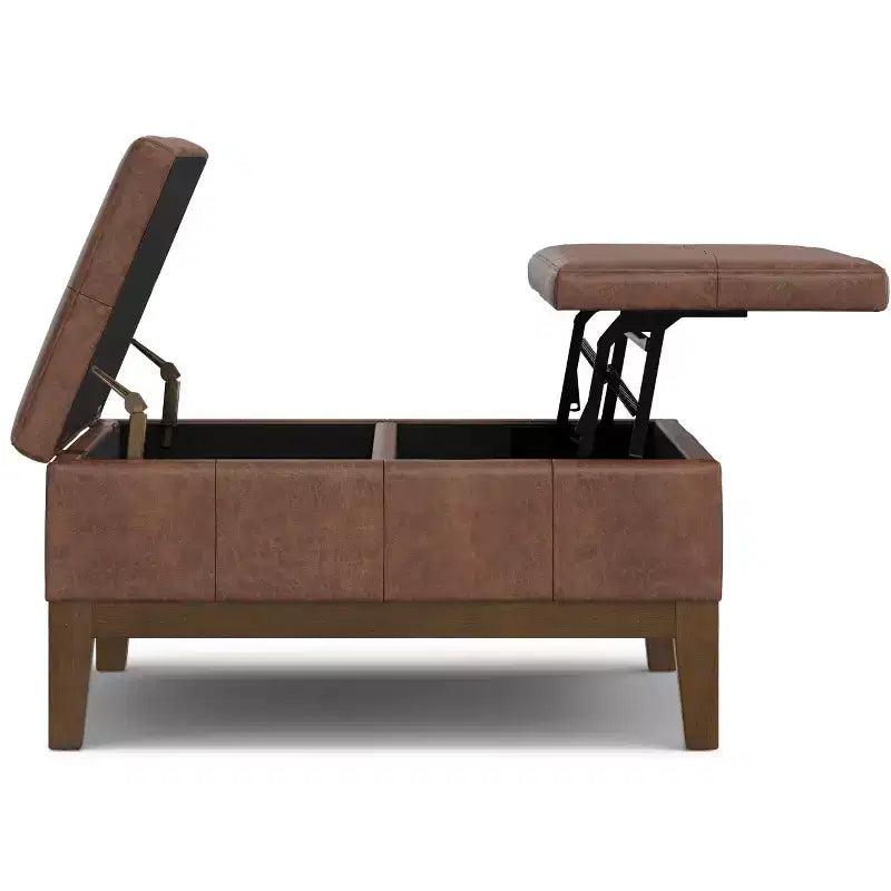 Pouf/ottomano contenitore quadrato contemporaneo Lancaster, largo 91 cm, in similpelle vegana