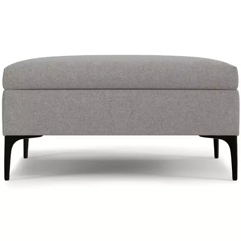 Lilah Poggiapiedi Contenitore Contemporaneo Quadrato Mid Century Largo 91 cm con Coperchio Sollevabile in Lino di Poliestere