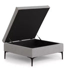 Lilah Poggiapiedi Contenitore Contemporaneo Quadrato Mid Century Largo 91 cm con Coperchio Sollevabile in Lino di Poliestere