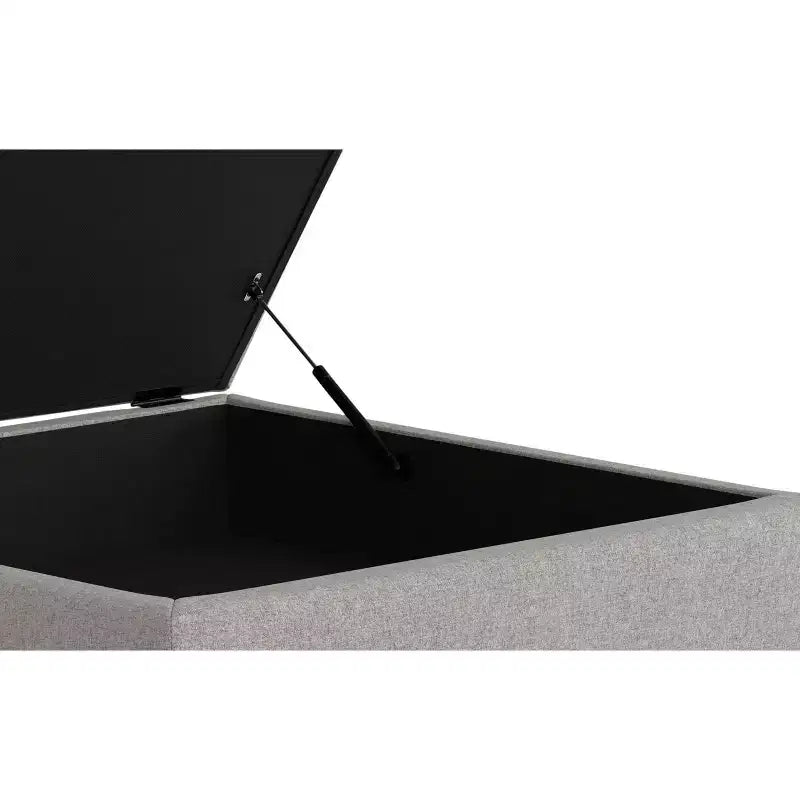 Lilah Poggiapiedi Contenitore Contemporaneo Quadrato Mid Century Largo 91 cm con Coperchio Sollevabile in Lino di Poliestere