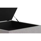 Lilah Poggiapiedi Contenitore Contemporaneo Quadrato Mid Century Largo 91 cm con Coperchio Sollevabile in Lino di Poliestere
