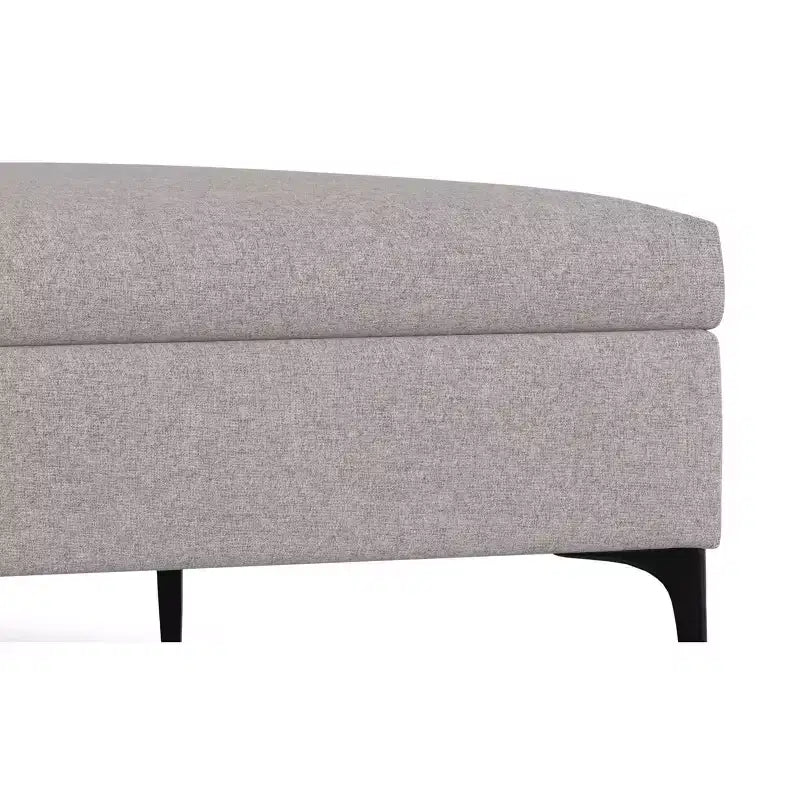 Lilah Poggiapiedi Contenitore Contemporaneo Quadrato Mid Century Largo 91 cm con Coperchio Sollevabile in Lino di Poliestere