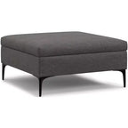 Lilah Poggiapiedi Contenitore Contemporaneo Quadrato Mid Century Largo 91 cm con Coperchio Sollevabile in Lino di Poliestere