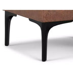 Evianna Pouf Contenitore Quadrato Contemporaneo Largo 45 cm di Metà Secolo con Vassoio in Ecopelle Vegana Marrone Sella Invecchiato