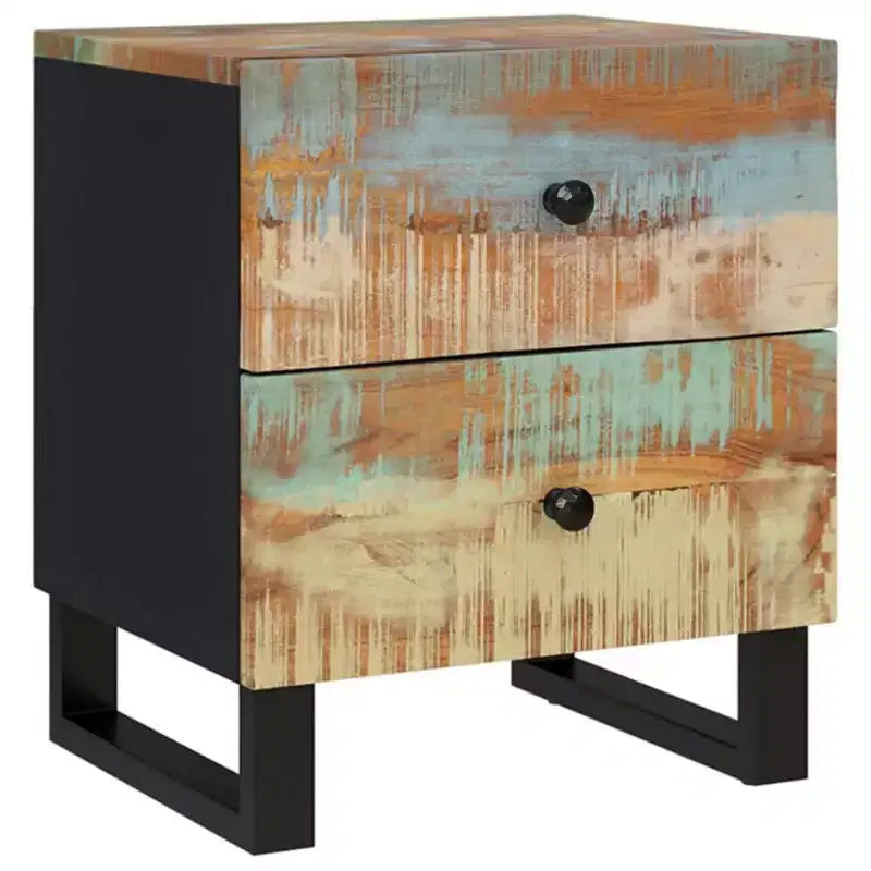 vidaXL Comodino Multicolore Legno massello di recupero, ferro Medio