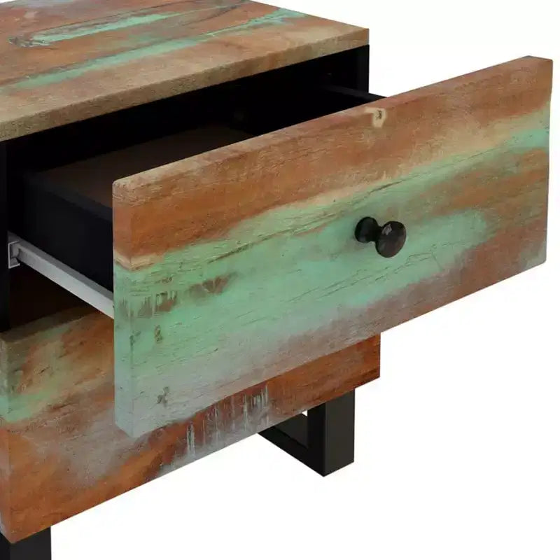 vidaXL Comodino Multicolore Legno massello di recupero, ferro Medio