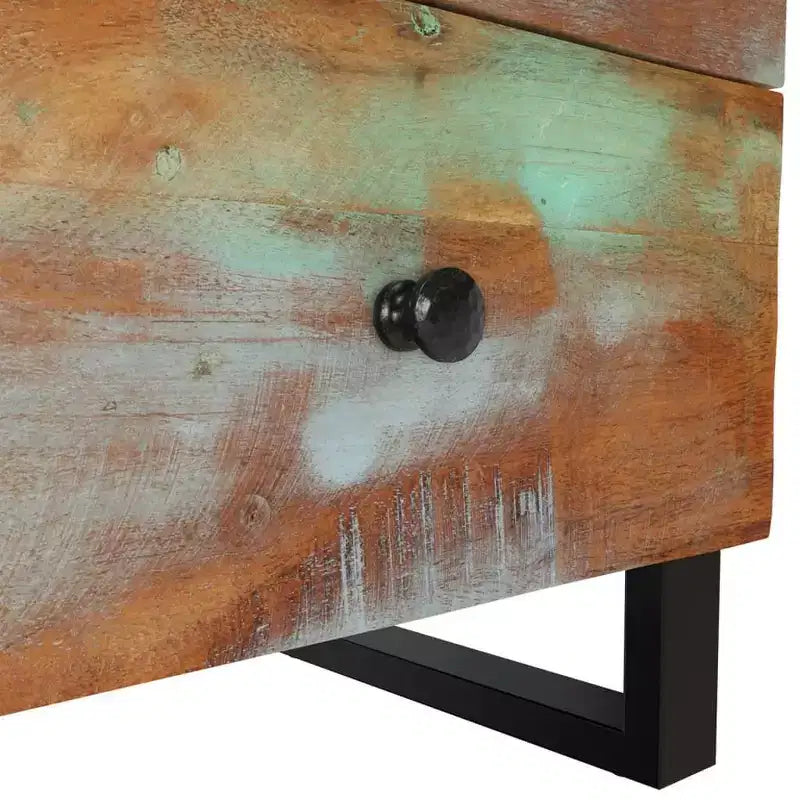 vidaXL Comodino Multicolore Legno massello di recupero, ferro Medio