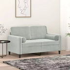 vidaXL Divano a 2 posti con cuscini decorativi Grigio chiaro 47,2 Velluto