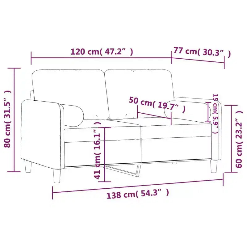 vidaXL Divano a 2 posti con cuscini decorativi Grigio chiaro 47,2 Velluto