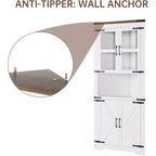 Mobile angolare alto da fattoria rustico, 18.4x26x67 con ante in vetro e ripiani regolabili, mobiletto angolare per cucina, soggiorno, bagno, lavanderia