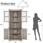 Mobile angolare alto da fattoria rustico, 18.4x26x67 con ante in vetro e ripiani regolabili, mobiletto angolare per cucina, soggiorno, bagno, lavanderia