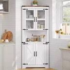 Mobile angolare alto da fattoria rustico, 18.4x26x67 con ante in vetro e ripiani regolabili, mobiletto angolare per cucina, soggiorno, bagno, lavanderia