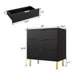 Acekool Cassettiera Bianca a 5 Cassetti per Camera da Letto, Comò Moderno Alto 48, Gambe in Metallo Dorato, Dettaglio Scanalato, Organizer Contenitore per Casa, Ingresso, Ufficio