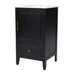 Mobiletto da bagno salvaspazio 30" con lavabo, mobiletto da bagno in legno con cassetti e anta, nero
