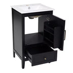 Mobiletto da bagno salvaspazio 30" con lavabo, mobiletto da bagno in legno con cassetti e anta, nero