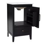 Mobiletto da bagno salvaspazio 30" con lavabo, mobiletto da bagno in legno con cassetti e anta, nero