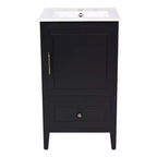 Mobiletto da bagno salvaspazio 30" con lavabo, mobiletto da bagno in legno con cassetti e anta, nero