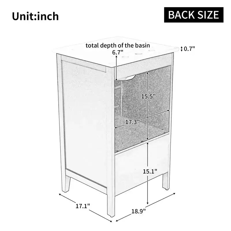 Mobiletto da bagno salvaspazio 30" con lavabo, mobiletto da bagno in legno con cassetti e anta, nero