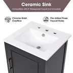 Mobiletto da bagno salvaspazio 30" con lavabo, mobiletto da bagno in legno con cassetti e anta, nero