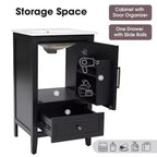 Mobiletto da bagno salvaspazio 30" con lavabo, mobiletto da bagno in legno con cassetti e anta, nero