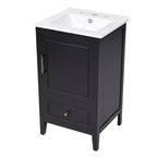 Mobiletto da bagno salvaspazio 30" con lavabo, mobiletto da bagno in legno con cassetti e anta, nero