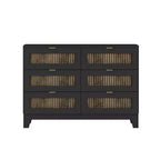 Whisen Cassettiera in legno stile rustico con 6 cassetti, armadietto, maniglie in metallo
