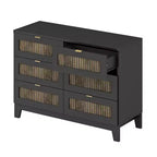 Whisen Cassettiera in legno stile rustico con 6 cassetti, armadietto, maniglie in metallo