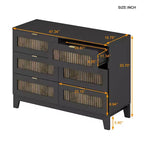 Whisen Cassettiera in legno stile rustico con 6 cassetti, armadietto, maniglie in metallo