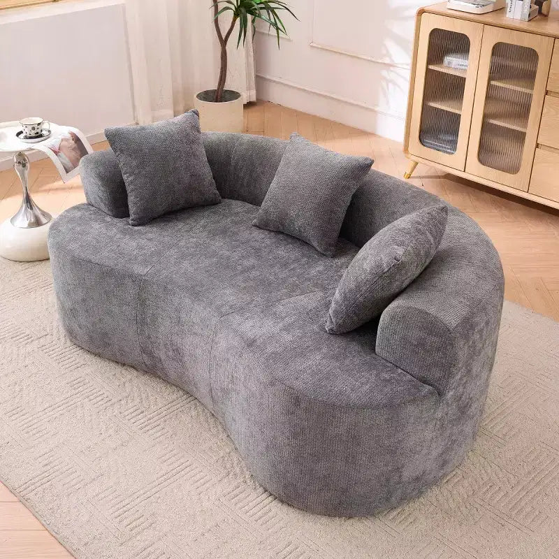 Divano Moderno a Mezzaluna con Cuscini, Divano Cloud Profondo in ciniglia per Soggiorno o Camera da Letto, Appartamento-Panipeachy