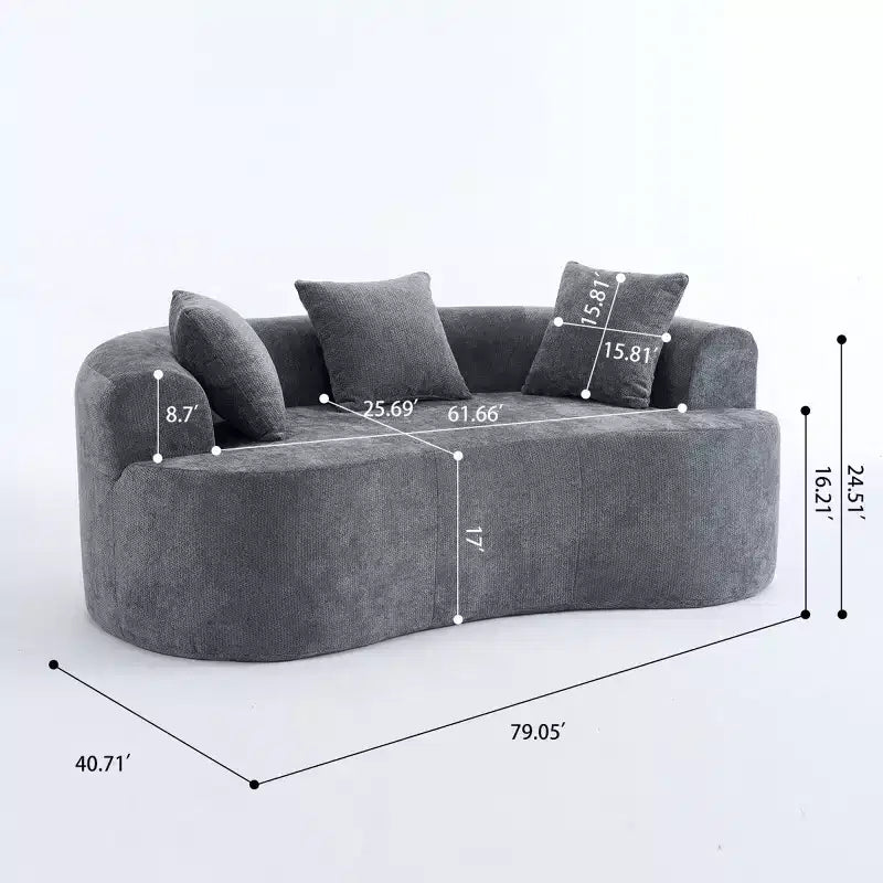 Divano Moderno a Mezzaluna con Cuscini, Divano Cloud Profondo in ciniglia per Soggiorno o Camera da Letto, Appartamento-Panipeachy