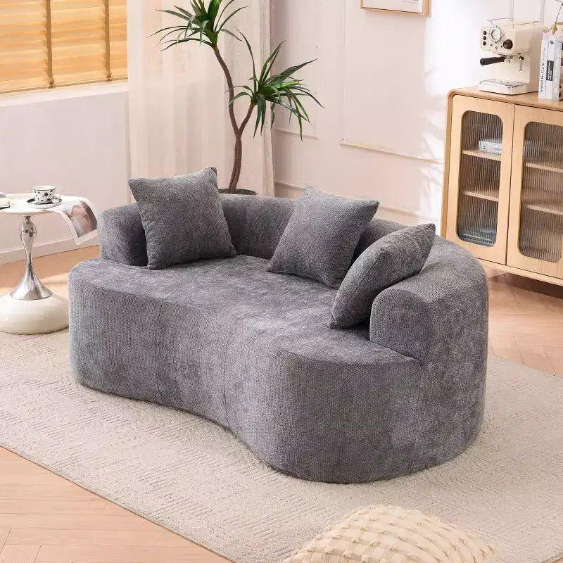 Divano Moderno a Mezzaluna con Cuscini, Divano Cloud Profondo in ciniglia per Soggiorno o Camera da Letto, Appartamento-Panipeachy