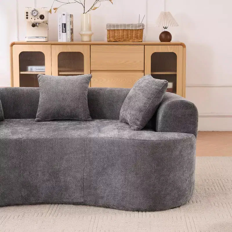Divano Moderno a Mezzaluna con Cuscini, Divano Cloud Profondo in ciniglia per Soggiorno o Camera da Letto, Appartamento-Panipeachy