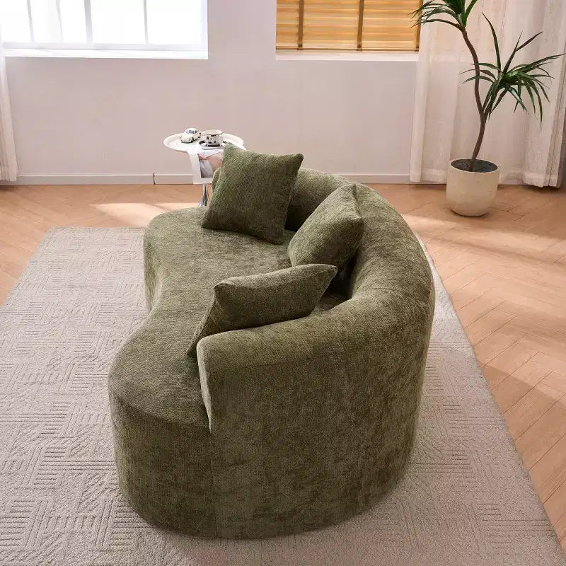 Divano Moderno a Mezzaluna con Cuscini, Divano Cloud Profondo in ciniglia per Soggiorno o Camera da Letto, Appartamento-Panipeachy
