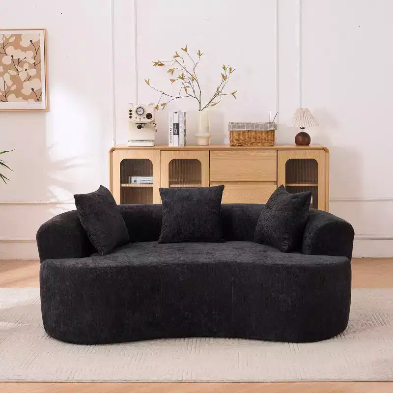 Divano Moderno a Mezzaluna con Cuscini, Divano Cloud Profondo in ciniglia per Soggiorno o Camera da Letto, Appartamento-Panipeachy